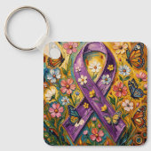 Purple Awareness Ribbon Fibro キーホルダー (正面)
