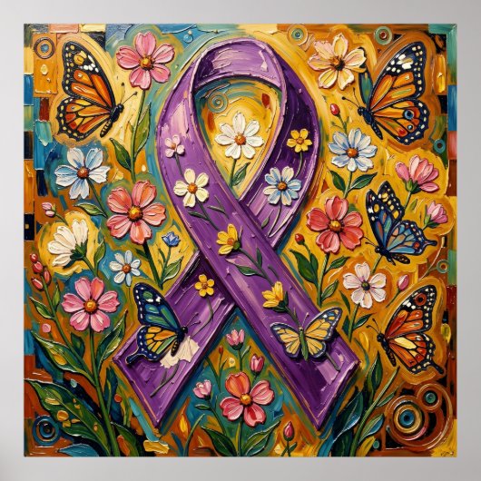 Purple Awareness Ribbon Fibro ポスター (正面)