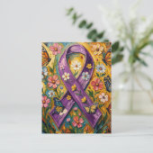 Purple Awareness Ribbon Fibro ポストカード (スタンド正面)