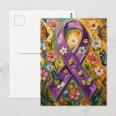 Purple Awareness Ribbon Fibro ポストカード (正面/裏面)