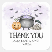 Purple Baby is Brewing Halloween Baby Shower スクエアシール (正面)