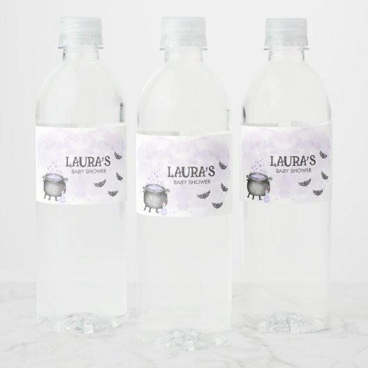 Purple Baby is Brewing Halloween Baby Shower ペットボトルラベル (ボトル)