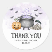 Purple Baby is Brewing Halloween Baby Shower ラウンドシール (正面)