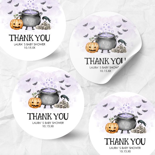 Purple Baby is Brewing Halloween Baby Shower ラウンドシール