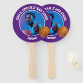 Purple Basketball Player Photo High School Spirit ハンドファン (正面&裏面)