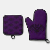 Purple Bat Patterned Oven Mitt and Pot Holder Set 鍋つかみ&鍋敷きセット (正面)