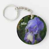Purple Bearded Iris Floral Monogram Acrylic Keycha キーホルダー (正面)