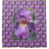 Purple Bearded Iris Flower Nature Pattern シャワーカーテン (正面)