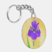 Purple Bearded Iris Painting - Cute Original Dog A キーホルダー (正面左)
