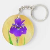 Purple Bearded Iris Painting - Cute Original Dog A キーホルダー (裏面)