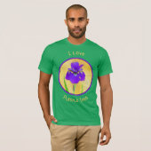 Purple Bearded Iris Painting - Cute Original Dog A Tシャツ (正面フル)