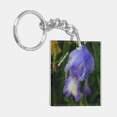 Purple Bearded Iris Photo Personalized Keychain キーホルダー (正面左)