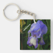 Purple Bearded Iris Photo Personalized Keychain キーホルダー (正面)