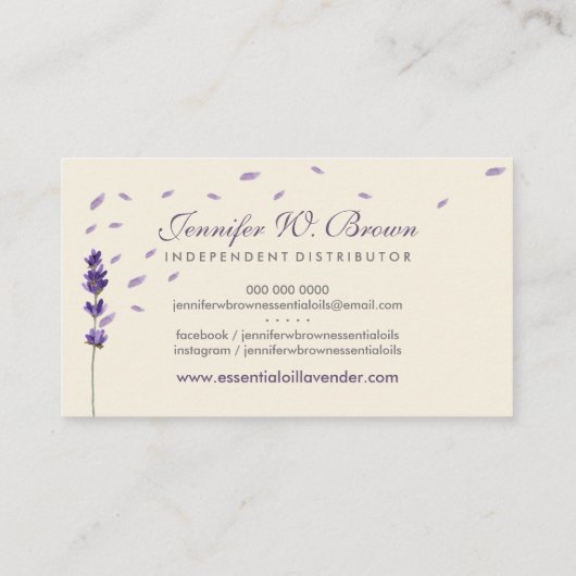 Purple beige Lavender Circle Frame Essential Oils 名刺 (裏面)