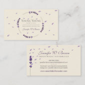 Purple beige Lavender Circle Frame Essential Oils 名刺 (正面/裏面)