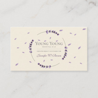 Purple beige Lavender Circle Frame Essential Oils 名刺