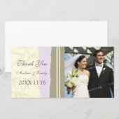 Purple Beige Thank You'結婚s Photo Cards サンキューカード (正面/裏面)