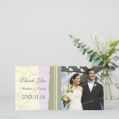 Purple Beige Thank You'結婚s Photo Cards サンキューカード (スタンド正面)