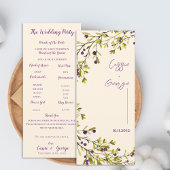 Purple Berry & Greenery Wedding Program Card 招待状