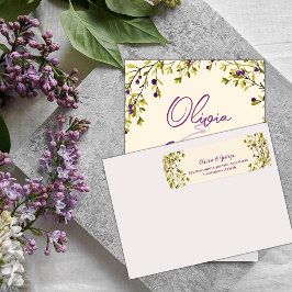 Purple Berry Greenery Wedding Return Address Label ラベル