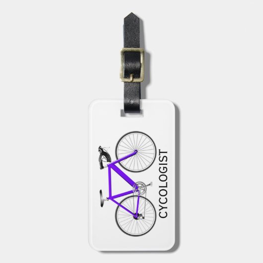 Purple Bicycle On White ラゲッジタグ (正面縦)