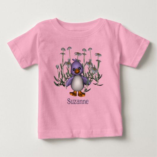 Purple Bird And Daisies Personalized ベビーTシャツ (正面)