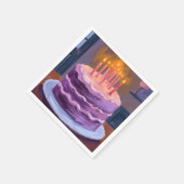 Purple Birthday Cake Painting Birthday Party スタンダードカクテルナプキン (角)