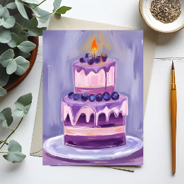 Purple Birthday Cake | Watercolor ポストカード