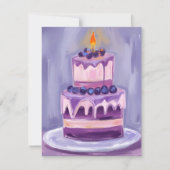 Purple Birthday Cake | Watercolor Birthday Card (正面)