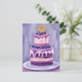 Purple Birthday Cake | Watercolor Birthday Card (スタンド正面)