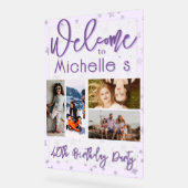Purple Birthday Party Photo Collage Welcome アクリルサイン (傾斜)