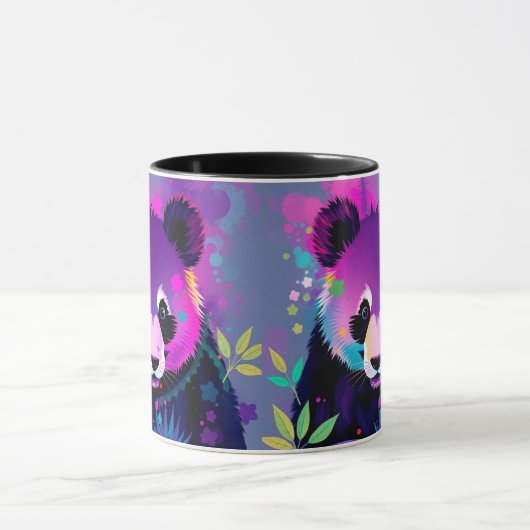 Purple Black Abstract Panda Mug マグカップ (中央)