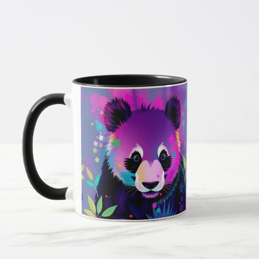 Purple Black Abstract Panda Mug マグカップ (左)