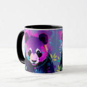 Purple Black Abstract Panda Mug マグカップ (正面左)