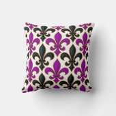 Purple Black Baroque Fleur-de-lis Pattern Design  クッション (裏面)