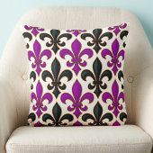 Purple Black Baroque Fleur-de-lis Pattern Design  クッション