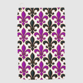 Purple Black Baroque Fleur-de-lis Pattern Design  ゴルフタオル (正面)