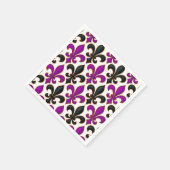 Purple Black Baroque Fleur-de-lis Pattern Design スタンダードカクテルナプキン (角)