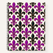 Purple Black Baroque Fleur-de-lis Pattern Design  ノートブック (正面)