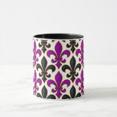 Purple Black Baroque Fleur-de-lis Pattern Design マグカップ (中央)