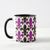 Purple Black Baroque Fleur-de-lis Pattern Design マグカップ (左)