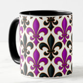 Purple Black Baroque Fleur-de-lis Pattern Design  マグカップ