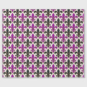 Purple Black Baroque Fleur-de-lis Pattern Design  ラッピングペーパー (フラット)