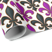 Purple Black Baroque Fleur-de-lis Pattern Design  ラッピングペーパー (ロールコーナー)