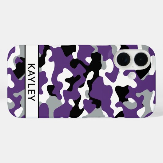 Purple Black Camouflage Personalized Case-Mate iPhoneケース (裏面 (横))