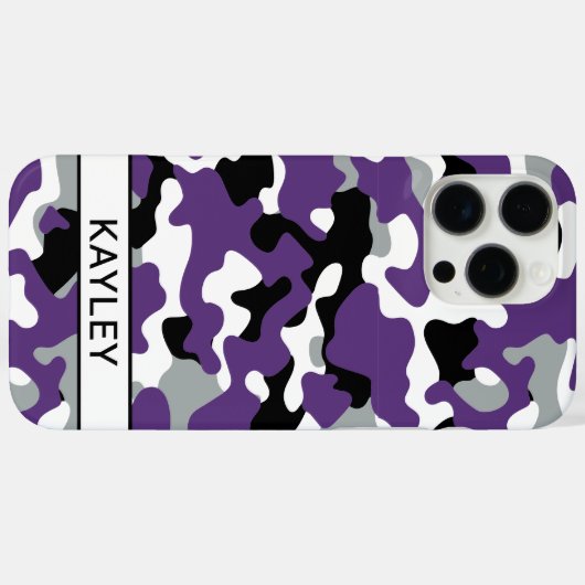 Purple Black Camouflage Personalized Case-Mate iPhoneケース (裏面 (横))