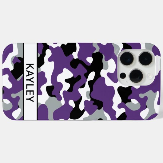 Purple Black Camouflage Personalized Case-Mate iPhoneケース (裏面 (横))