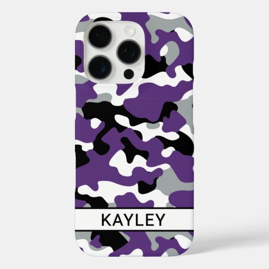 Purple Black Camouflage Personalized Case-Mate iPhoneケース (裏面)