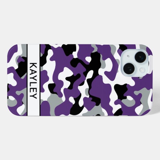 Purple Black Camouflage Personalized Case-Mate iPhoneケース (裏面 (横))