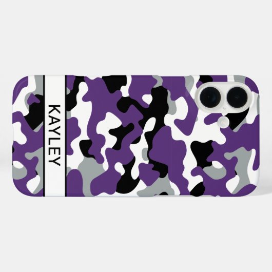 Purple Black Camouflage Personalized Case-Mate iPhoneケース (裏面 (横))